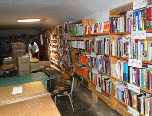 Books placed on shelves at Orthodox Community Library